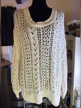POL Cream Open-Weave Sweater